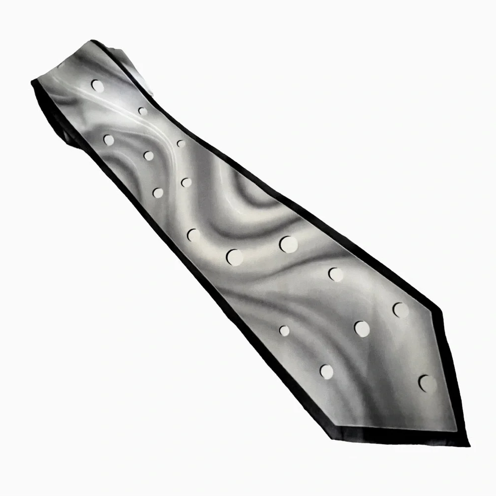 Liquid Silk Couture Pattern Carlo Palazzi Black Gray White Tie & Pocket Square